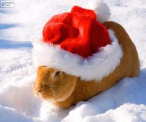 пазл Кролик в шляпе Санта